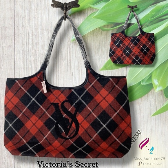 Victoria's Secret Handbags - Victoria's Secret NEW - plaid tweedy thick fabric roomy shoulder bag